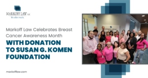 Markoff Law team poses in pink
